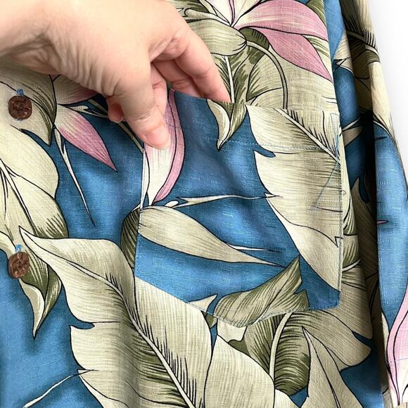 Bermuda Bay 100% Silk Blue and Pink Hawaiian Camp Shirt Men's Size XXL - Picture 6 of 8